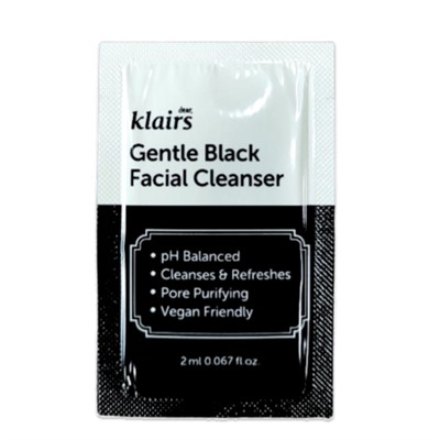 Dear, Klairs Пенка нежная для умывания (пробник) - Gentle black facial cleanser, 2мл