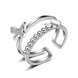 Безразмерное кольцо "Бабочки", Crystal Shik