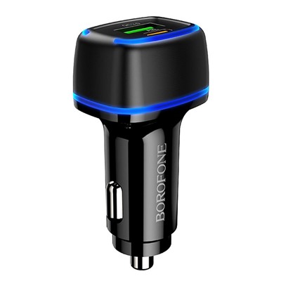 Адаптер Автомобильный Borofone BZ14A Mercury USB/Type-C/5V/3.4A PD+QC3.0 (black)