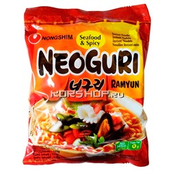 Лапша Неогури острая с морепродуктами Neoguri Seafood Spice (в пачке) Nongshim, Корея 120 г Акция