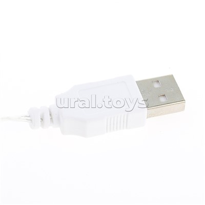 Электрогирлянда светодиодная 10 м, 100 ламп, белый, USB