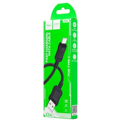 Кабель USB - Type-C Hoco X94 Leader  100см 3A  (black)