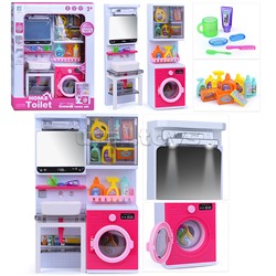 Набор мебели для кукол "Ванная камната" (раковина, стиральная машина, зеркало) с аксессуарами, на батарейках, в коробке