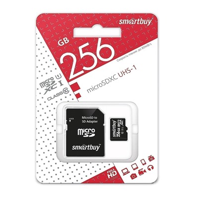 Карта флэш-памяти MicroSD 256 Гб Smart Buy +SD адаптер (class 10) UHC-1