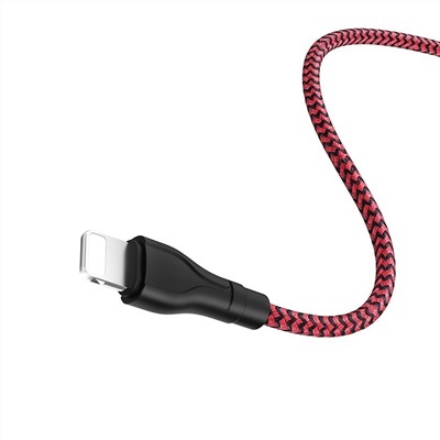 Кабель USB - Apple lightning Borofone BX39 Beneficial  100см 2,4A  (black/red)