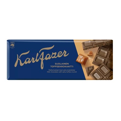 Молочный шоколад с кусочками хрустящей солёной карамели Karl Fazer Salty Toffee Crunch 180 гр