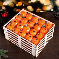 Набор новогодних свечей "Мандарины в ящике", 60 шт, 16,5×33,3×27 см