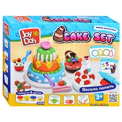 Масса для лепки набор Cake set - Тортики,  4 баночки с тестом  (4 х 50г.), формочки для пирожных и тортов, 14 аксессуаров,