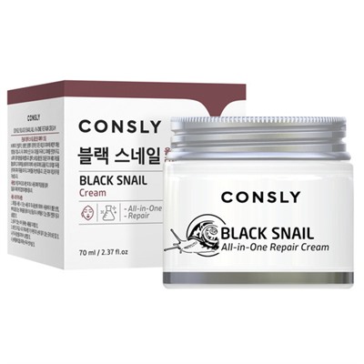 Consly Крем для лица восстанавливающий с муцином черной улитки - Black snail all-in-one cream, 70мл