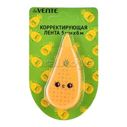 Корректирующая лента "Pineapple" 5 ммx06 м, регулировка натяжения ленты, оранжевый непрозрачный корпус, фронтальный аппликатор, в картонном блистере