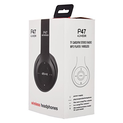 Bluetooth-наушники полноразмерные - P-47 (повр.уп.) (black)