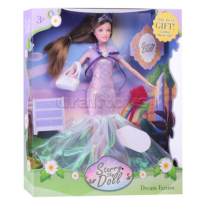 Кукла "Цветочная Фея" в длинном платье, подвижные руки и ноги, в коробке