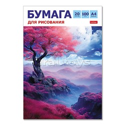 Бумага  для рисования 20л А4ф 100г/кв.м в папке тиснение "Волшебное дерево"