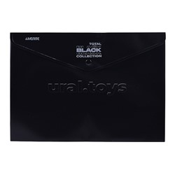 Папка-конверт на кнопке "TOTAL BLACK" A4 (335x240 мм) 180 мкм, непрозрачная черная