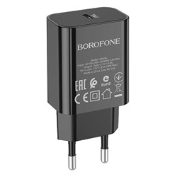 Адаптер Сетевой Borofone BA65A Single PD QC3.0 Type-C 20W (black)