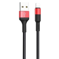 Кабель USB - Apple lightning Hoco X26 Xpress  100см 2,4A  (black/red)