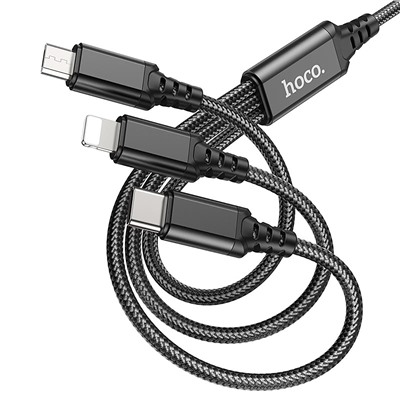 Кабель USB - Multi connector Hoco X76 3in1  100см 2A  (black)