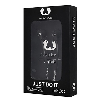 Проводные наушники внутриканальные Music Level ML-400 (повр.уп.) Jack 3,5  (black)