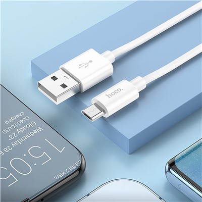 Кабель USB - micro USB Hoco X87 Magic  100см 2,4A  (white)