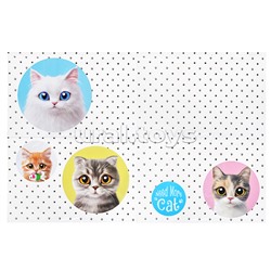 Настольное покрытие "Need More Cat" 70x50 см, прозрачный PVC с цветным рисунком, плотность 150 мкм, в пластиковом пакете