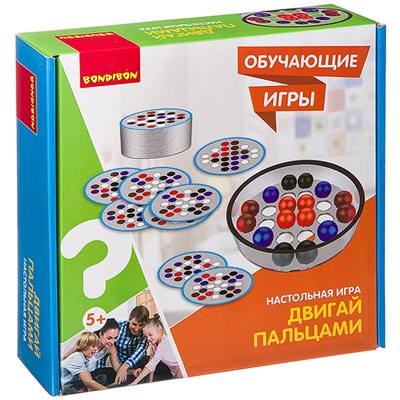 Обучающие игры Bondibon Настольная игра «ДВИГАЙ ПАЛЬЦАМИ», BOX 25.5x25.5x6.5