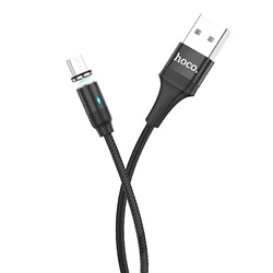 Кабель USB - micro USB Hoco U76 Fresh магнитный (повр. уп)  120см 2A  (black)