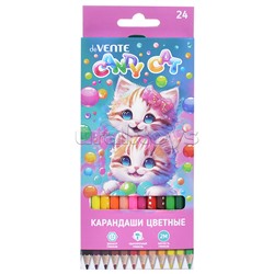 Карандаши цветные "Candy Cat" 24 цвета, 2М, диаметр грифеля 2,8 мм, шестигранные, в картонной коробке