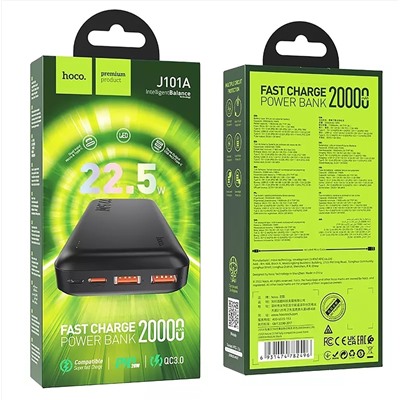 Внешний аккумулятор Hoco J101A PD QC 20000mAh Micro/Type-C/USB*2/Type-C (black)