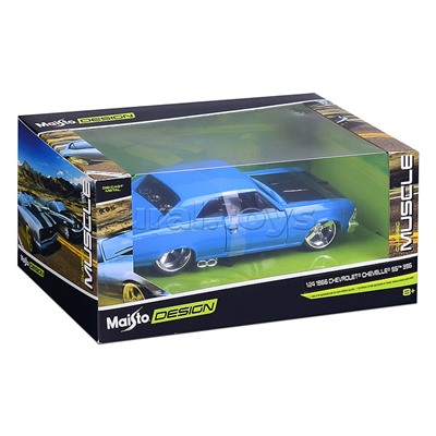 Машинка die-cast 1966 Chevelle SS 396, 1:24, синяя, открывающиеся двери