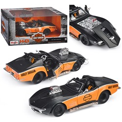 Кастомизированная машинка die-cast Harley-Davidson 1970 Corvette, 1:24, чёрно-оранжевая