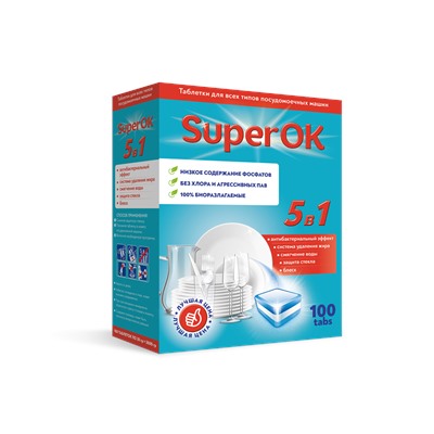 Таблетки для ПММ "SuperOK" All in 1, 100 штук