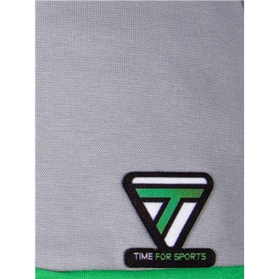 Шапка из двойного трикотажа, формы лопата, Time For Sports, серый с зеленым кантом