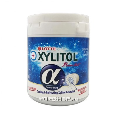 Жевательная резинка Сильная мята Alpha Xylitol Gum Power Mint Lotte, Корея, 86 г Акция