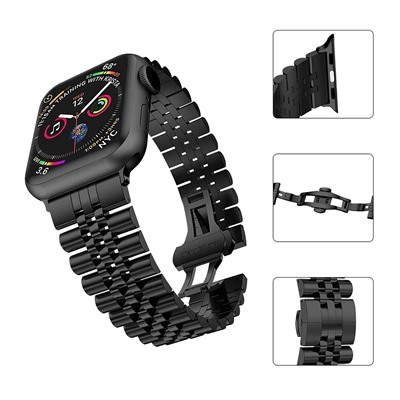 Ремешок - ApW35 металл блочный на застежке Apple Watch 42/44/45/49мм (black)