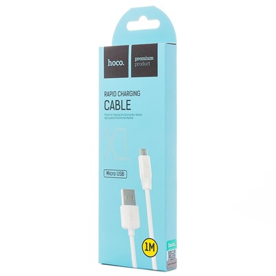 Кабель USB - micro USB Hoco X1 Rapid  100см 2,4A  (white)