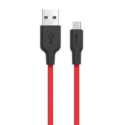 Кабель USB - micro USB Hoco X21 Silicone  100см 2A  (black/red)