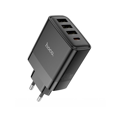 Адаптер Сетевой Hoco C127A PD 3USB/Type-C 45W (black)