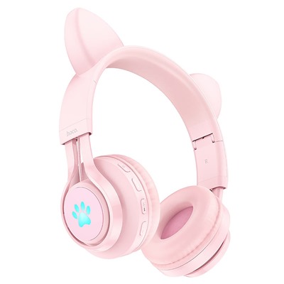 Bluetooth-наушники полноразмерные Hoco W39 Cat ear kids BT (повр. уп.) (pink)