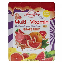 Тканевая маска для лица с поливитаминами и экстрактом грейпфрута Multi-Vitamin Grace Day, Корея, 27 мл Акция