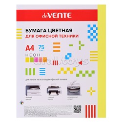 Бумага цветная для офисной техники "A4 50 л, 75 г/м², неон желтый, в пластиковом пакете