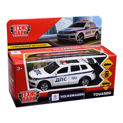 Машина металл. Volkswagen Touareg "Полиция 12 см, (откр., двер, баг, белый) инерц., в коробке