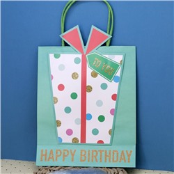 Пакет подарочный (S) «Happy B-day gift», green (21*25.5*10)