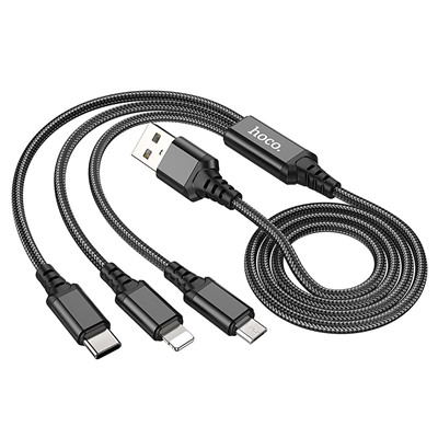 Кабель USB - Multi connector Hoco X76 3in1  100см 2A  (black)