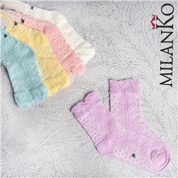 Детские носки  ажурные (узор 4) "листики" MilanKo D-233