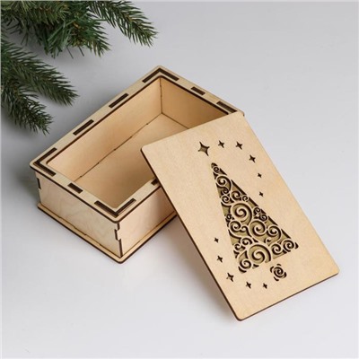 Коробка деревянная, 15×9.5×5.5 см "Новогодняя. Ёлочка", подарочная упаковка