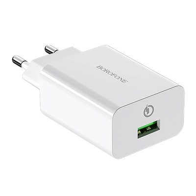 Адаптер Сетевой с кабелем Borofone BA21A Long QC3.0 USB 3A/18W (USB/Micro USB) (white)