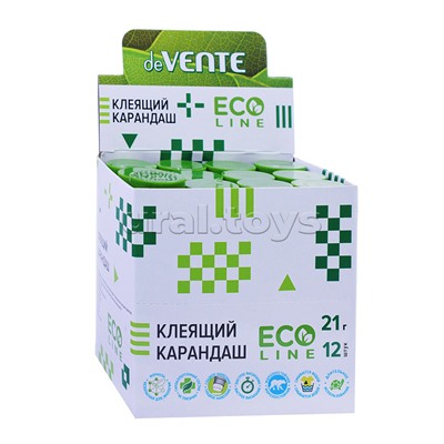 Клеящий карандаш "Eco-line" 21 г (быстросохнущий) в картонном дисплее с пластиковым поддоном