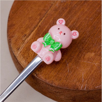 Ложка десертная "Bear bow", pink