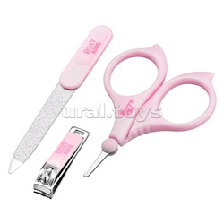 Маникюрный набор: ножницы, пилочка, кусачки. Цвет розовый