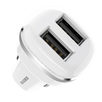 Адаптер Автомобильный Borofone BZ13 Extreme 2USB/5V/2.4A (повр. уп.) (white)